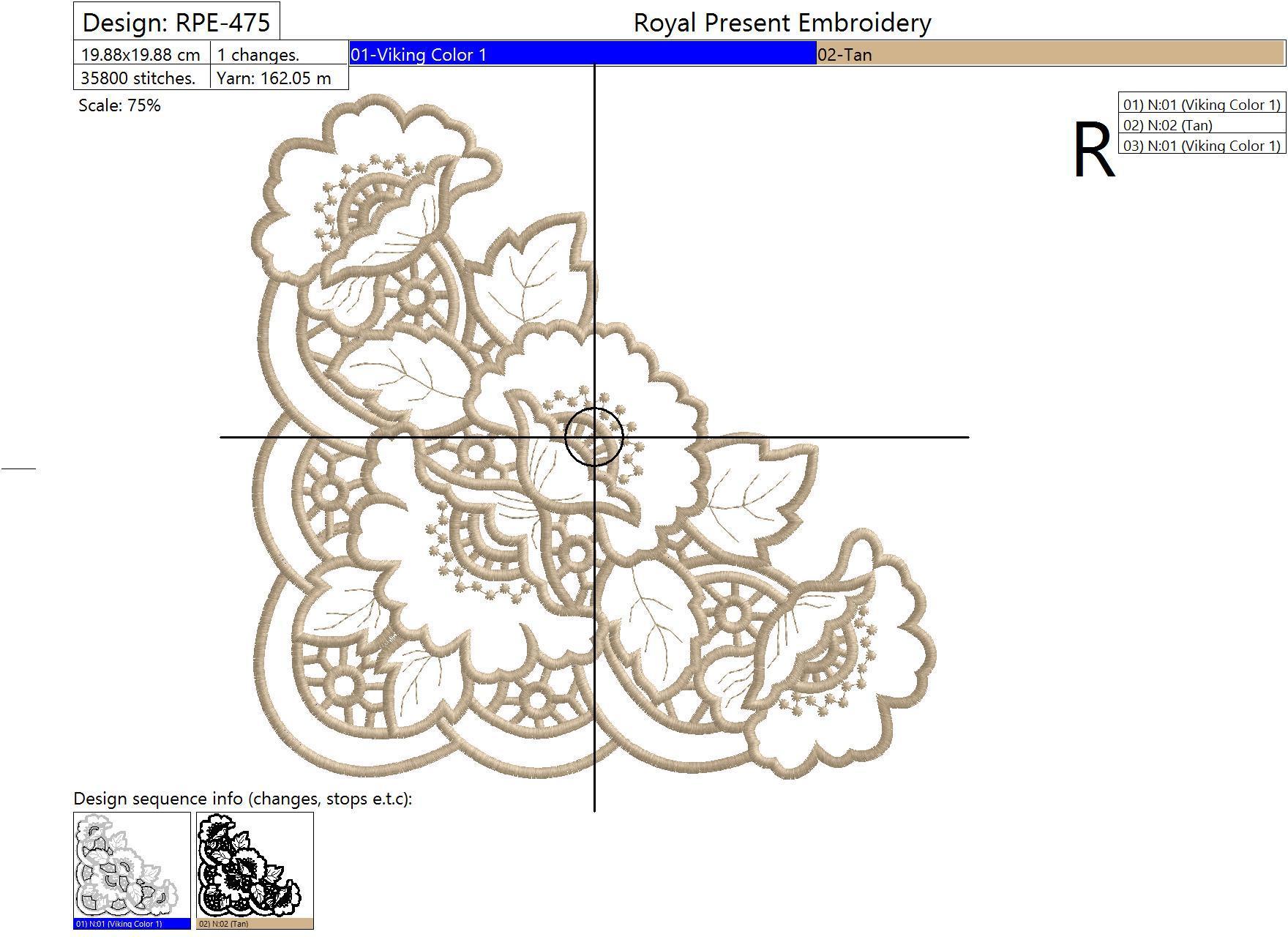 Richelieu Corner Machine Embroidery Design