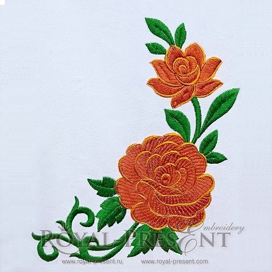 Machine Embroidery Design Red garden roses - 3 sizes | Roses embroidery ...