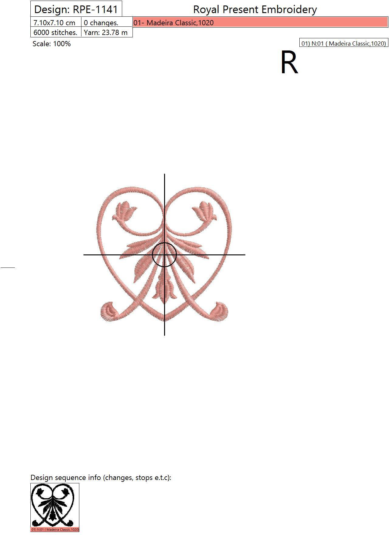 Machine Embroidery Design Blue classic element for borders