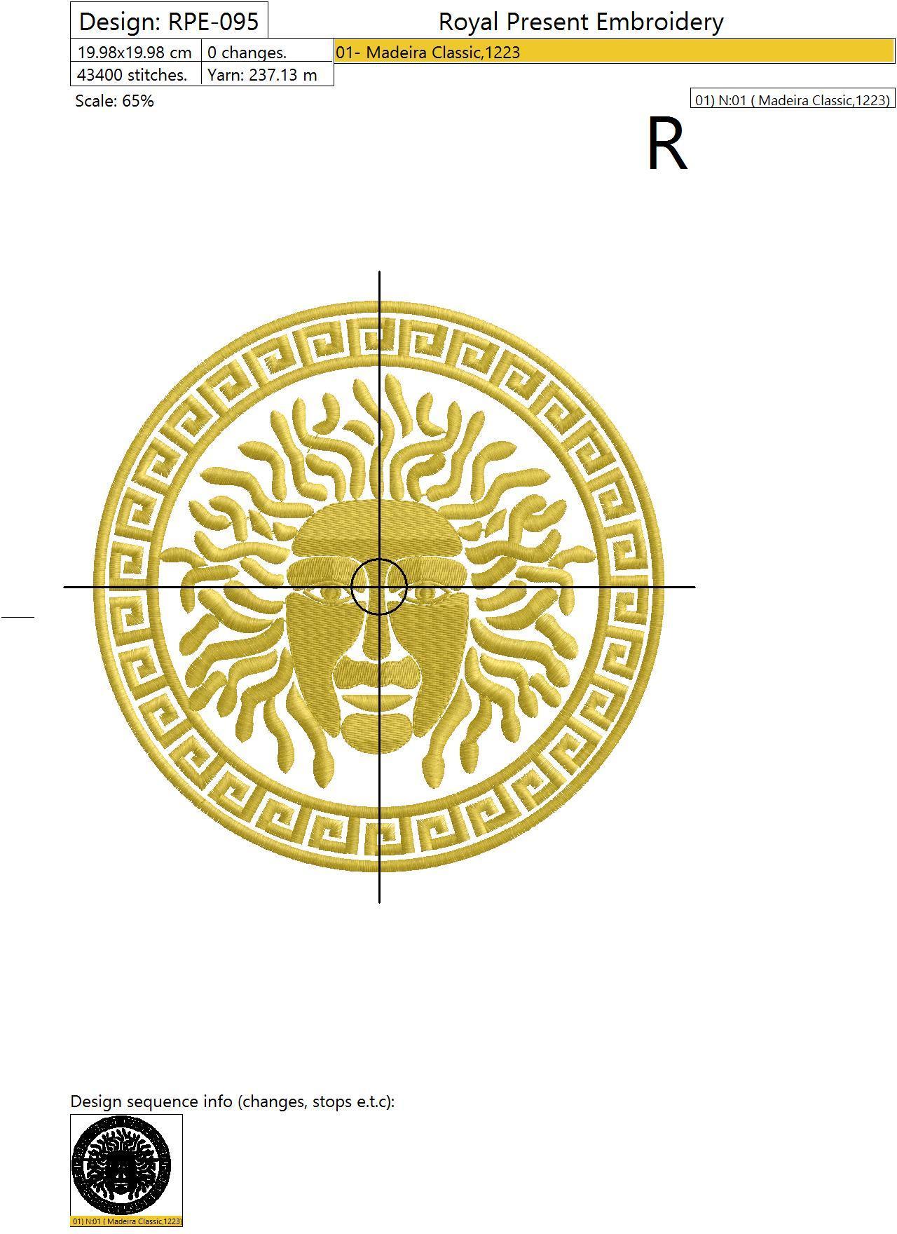 Machine Embroidery Design Medusa Gorgon