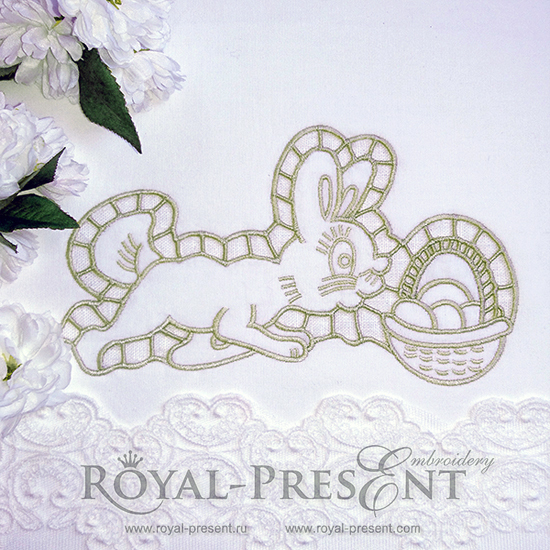 Machine Embroidery Design Easter Bunny Richelieu - 3 sizes RDL-004