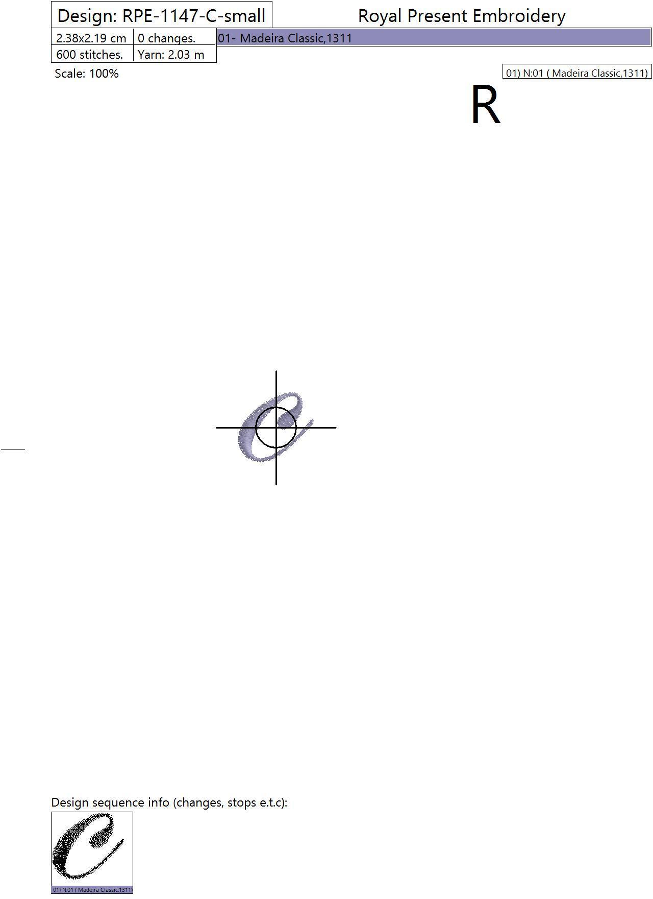 Machine embroidery design The letter C