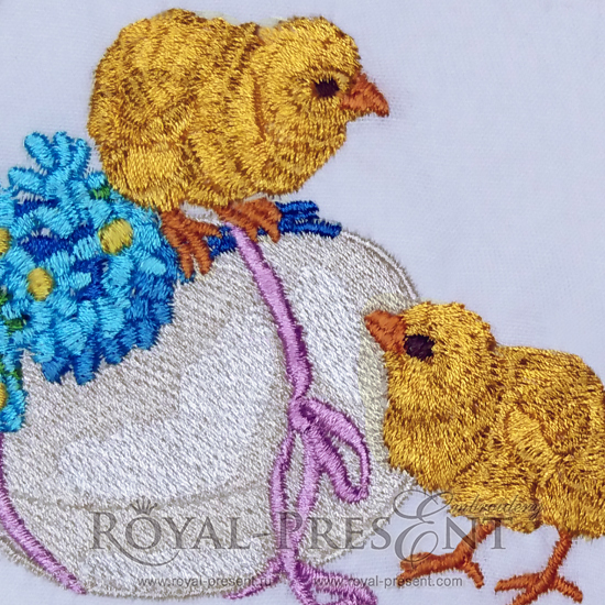 Chicks machine embroidery design