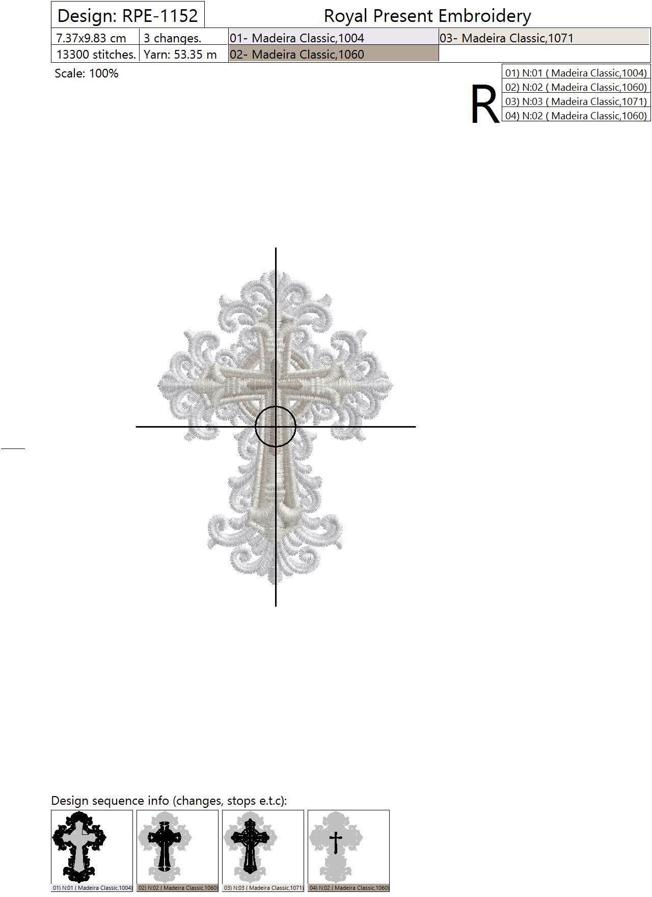 Machine Embroidery Design Ornate Cross