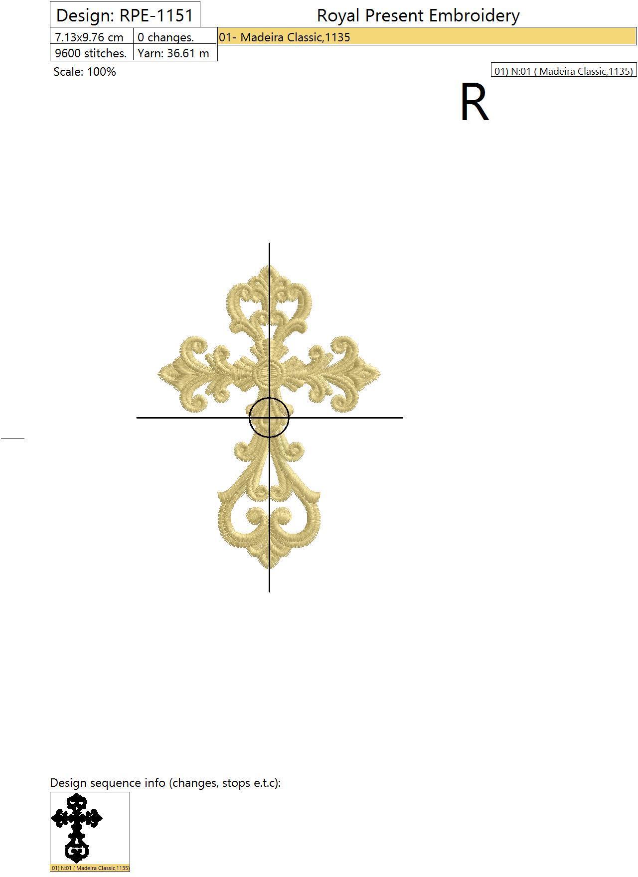 Machine Embroidery Design Ancient Cross