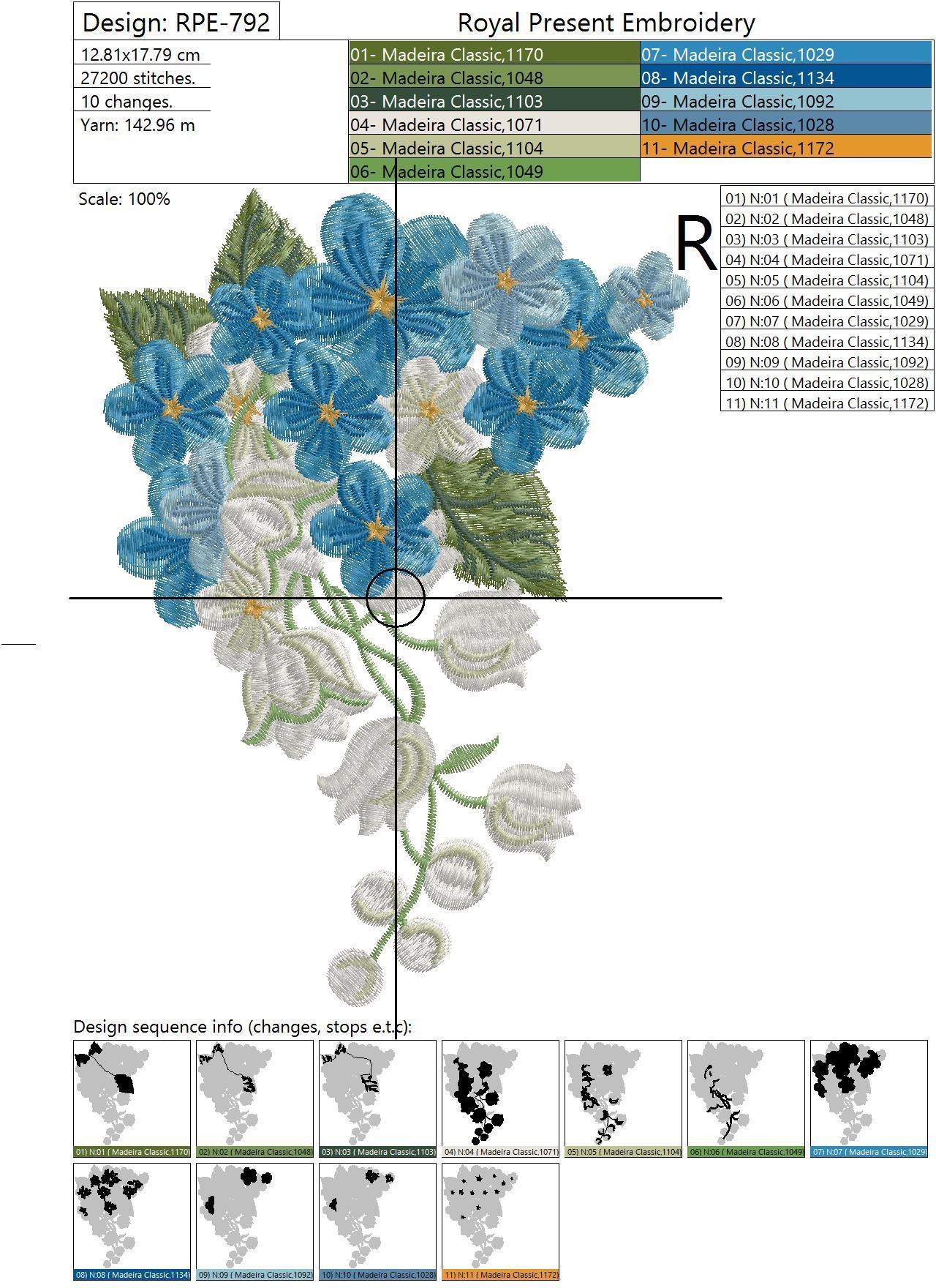 Machine Embroidery Designs Bouquet of lilies of the valley and forget-me-nots - 2 sizes