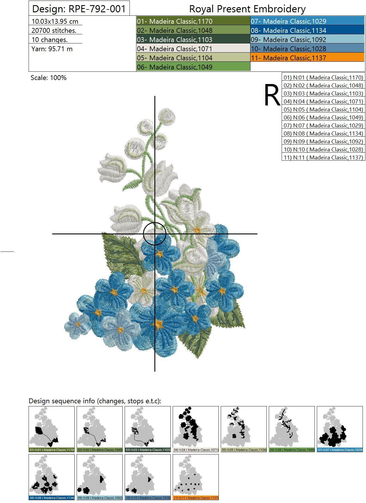 Machine Embroidery Designs Bouquet of lilies of the valley and forget-me-nots - 2 sizes