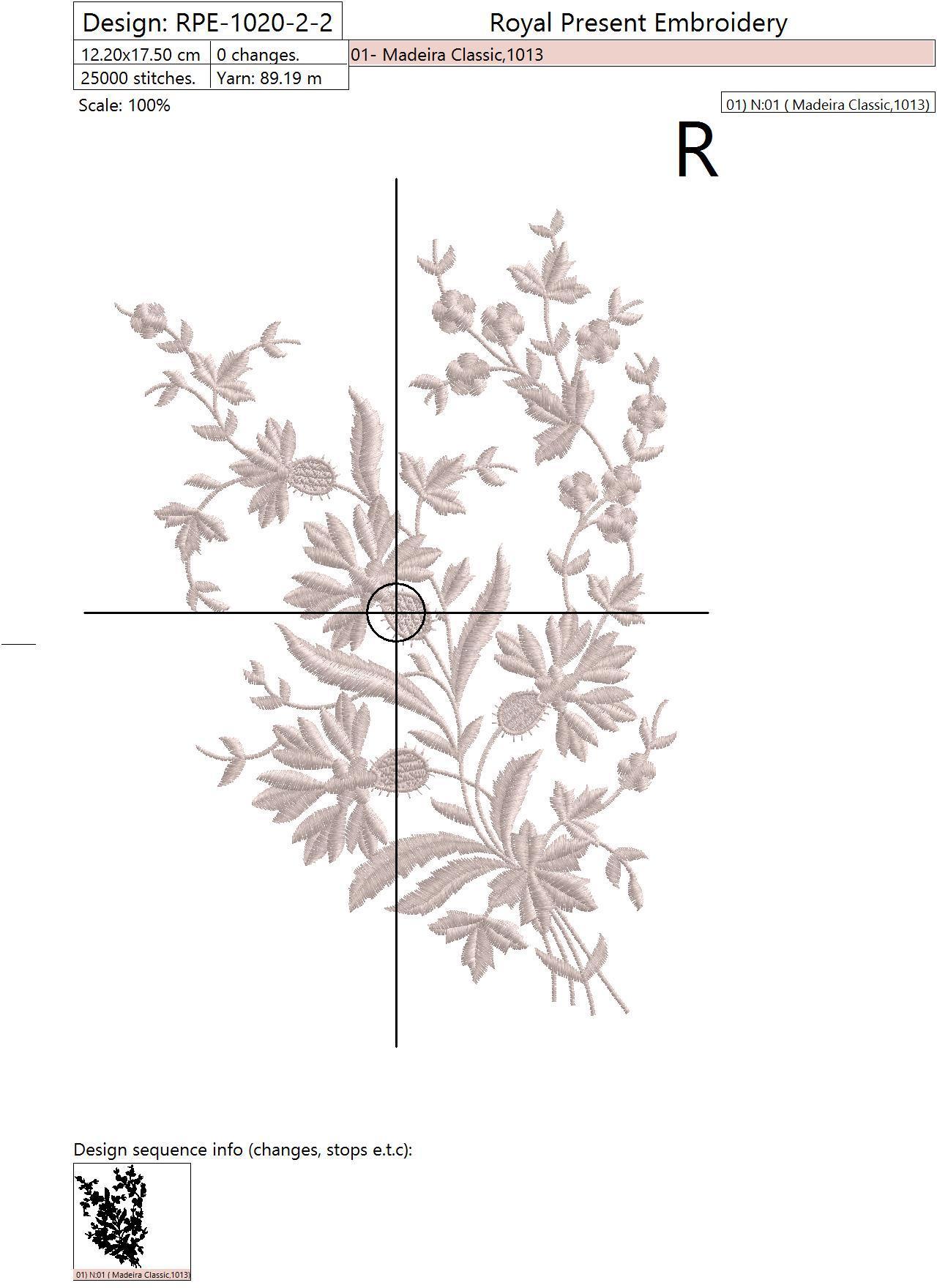 Machine Embroidery Design Vintage cornflowers border - 2 sizes