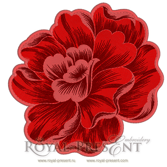 Machine Embroidery Design Peony - 3 sizes RPE-667