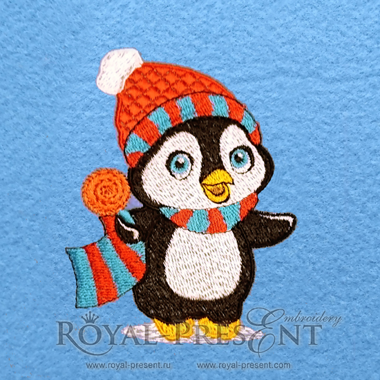 Machine Embroidery Design Cute penguin with lollipop RPE-666-03