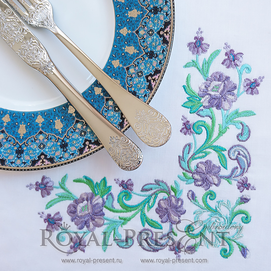 Corner Machine Embroidery Design Emerald Decor RPE-276-200