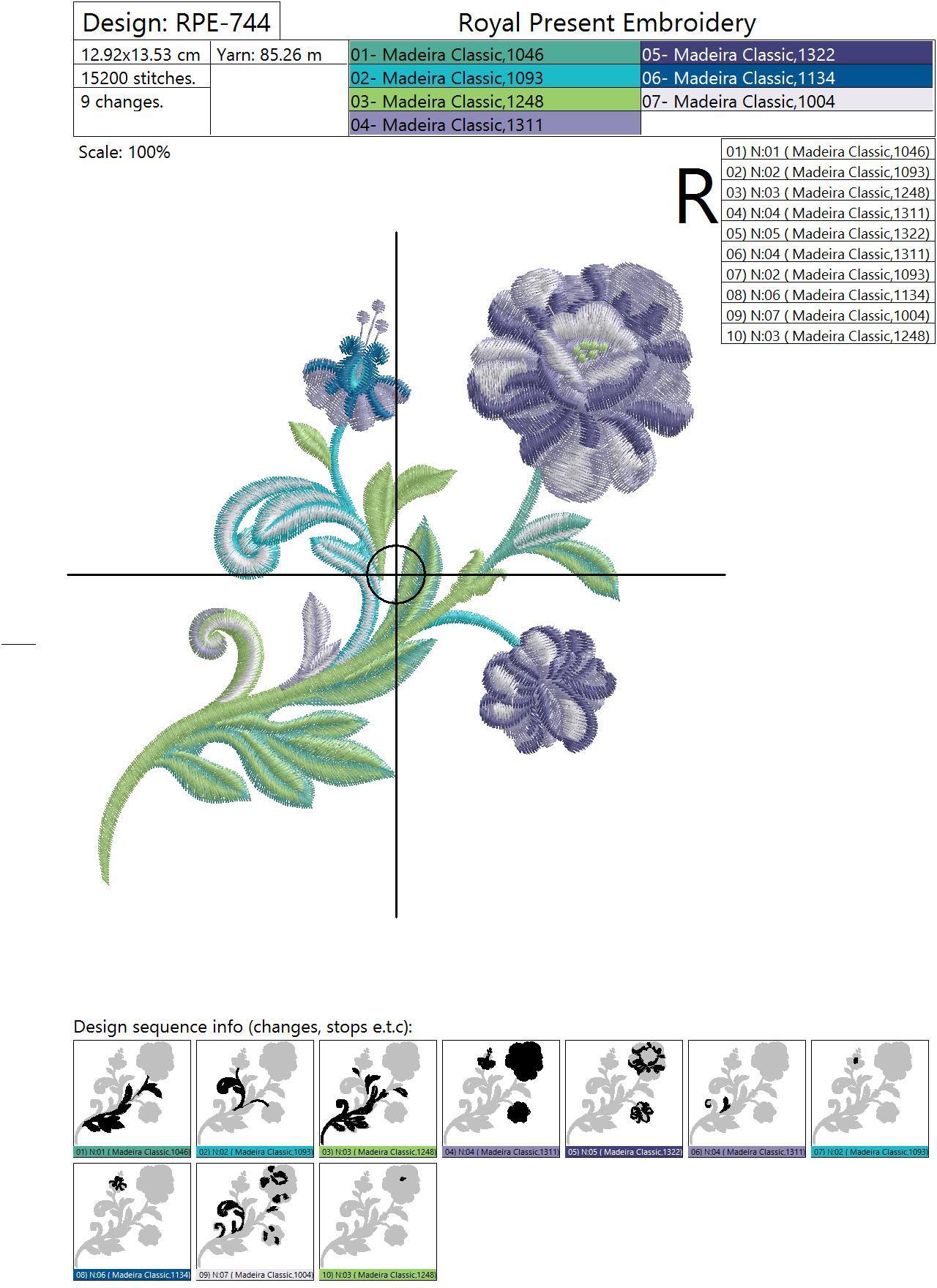Machine Embroidery Design Emerald flower