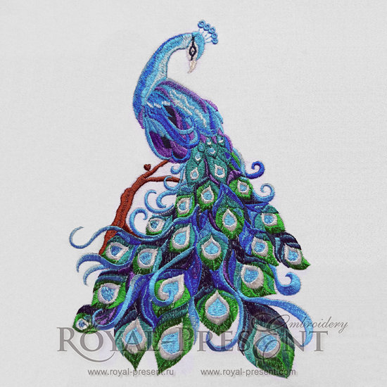 Machine Embroidery Design Luxurious peacock - 3 sizes RPE-1161