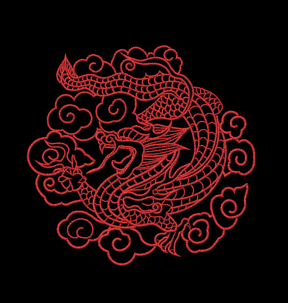 Machine Embroidery Design Traditional Chinese Dragon Pattern - 2 sizes