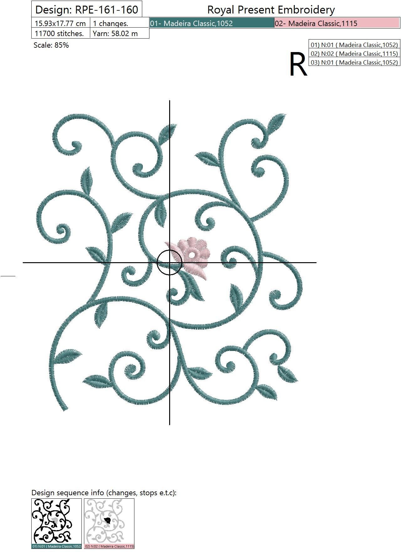 Machine Embroidery Design Floral pattern - 3 sizes