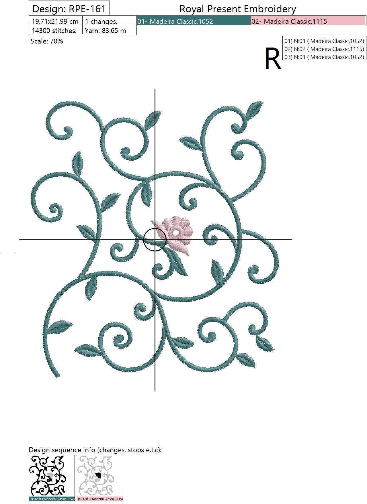 Machine Embroidery Design Floral pattern - 3 sizes