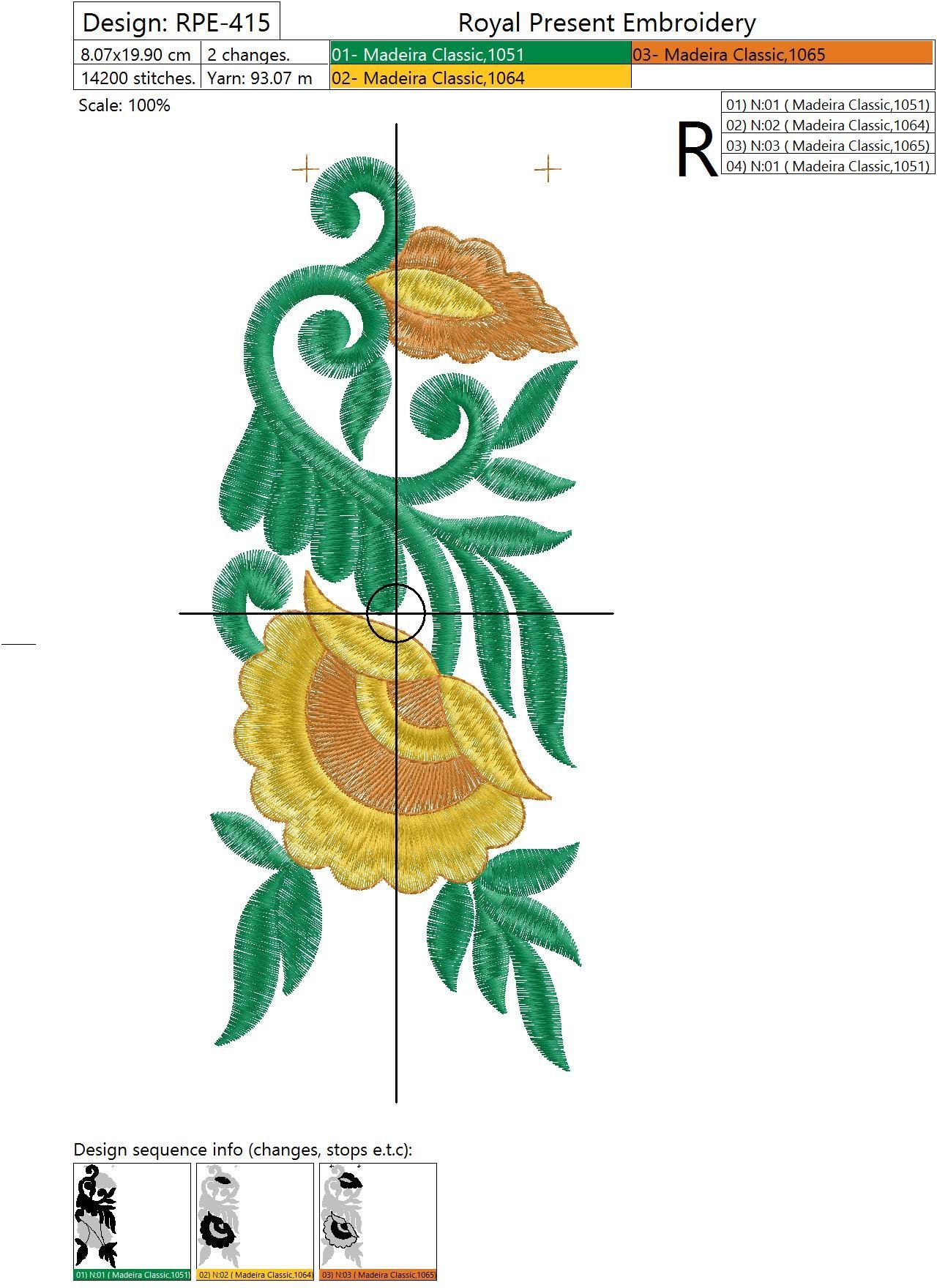 Machine Embroidery Design Floral ornament - 2 sizes