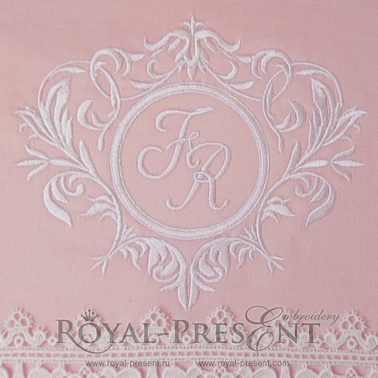 Machine Embroidery Design Elegant floral monogram design template for one or two letters - 3 sizes RPE-043
