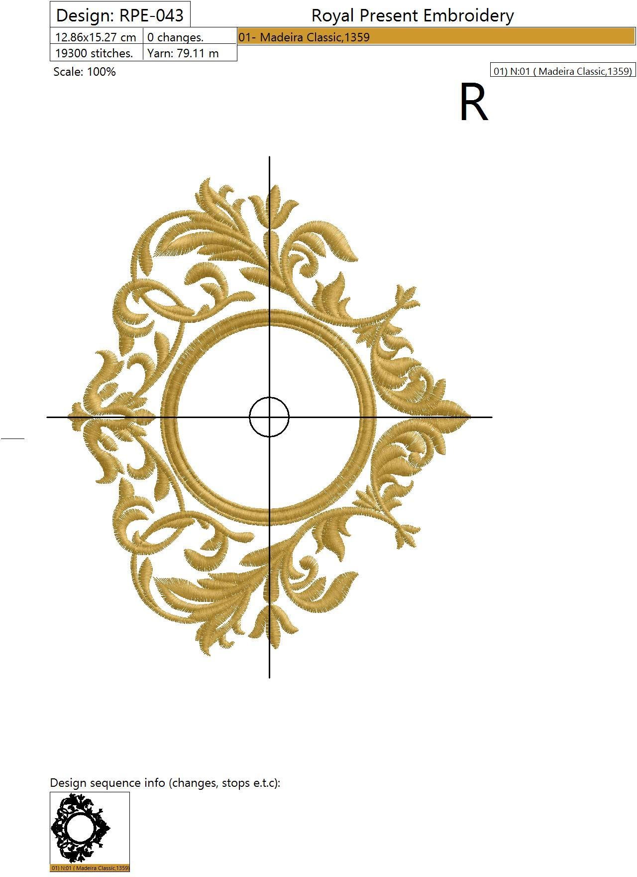 Machine Embroidery Design Elegant floral monogram design template for one or two letters - 3 sizes