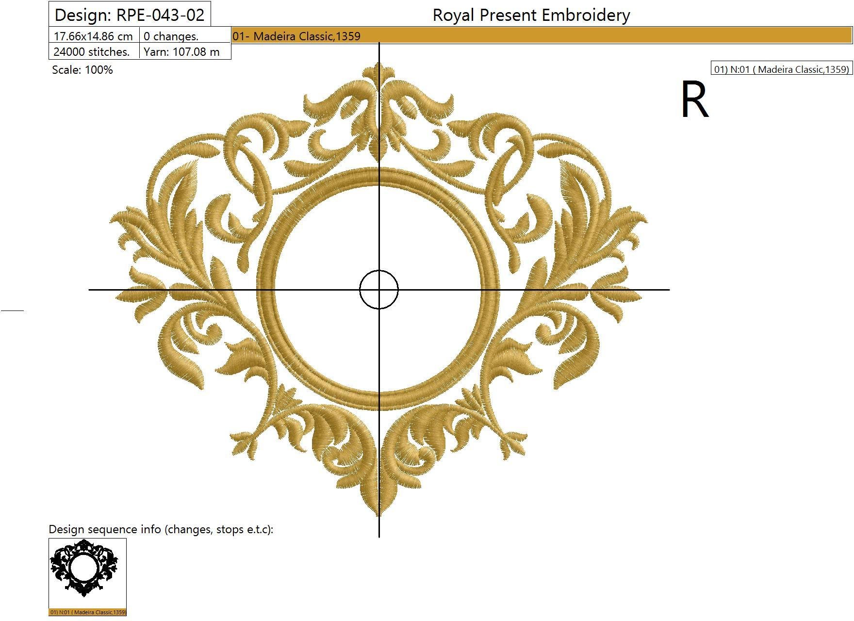 Machine Embroidery Design Elegant floral monogram design template for one or two letters - 3 sizes