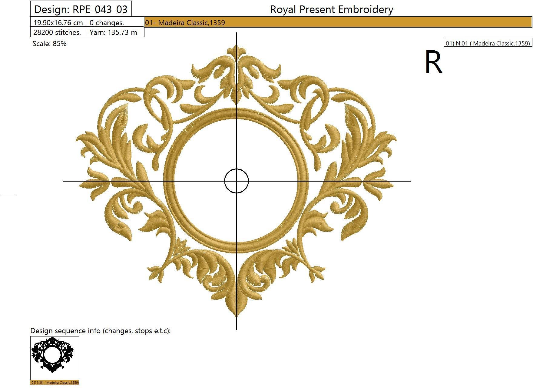 Machine Embroidery Design Elegant floral monogram design template for one or two letters - 3 sizes