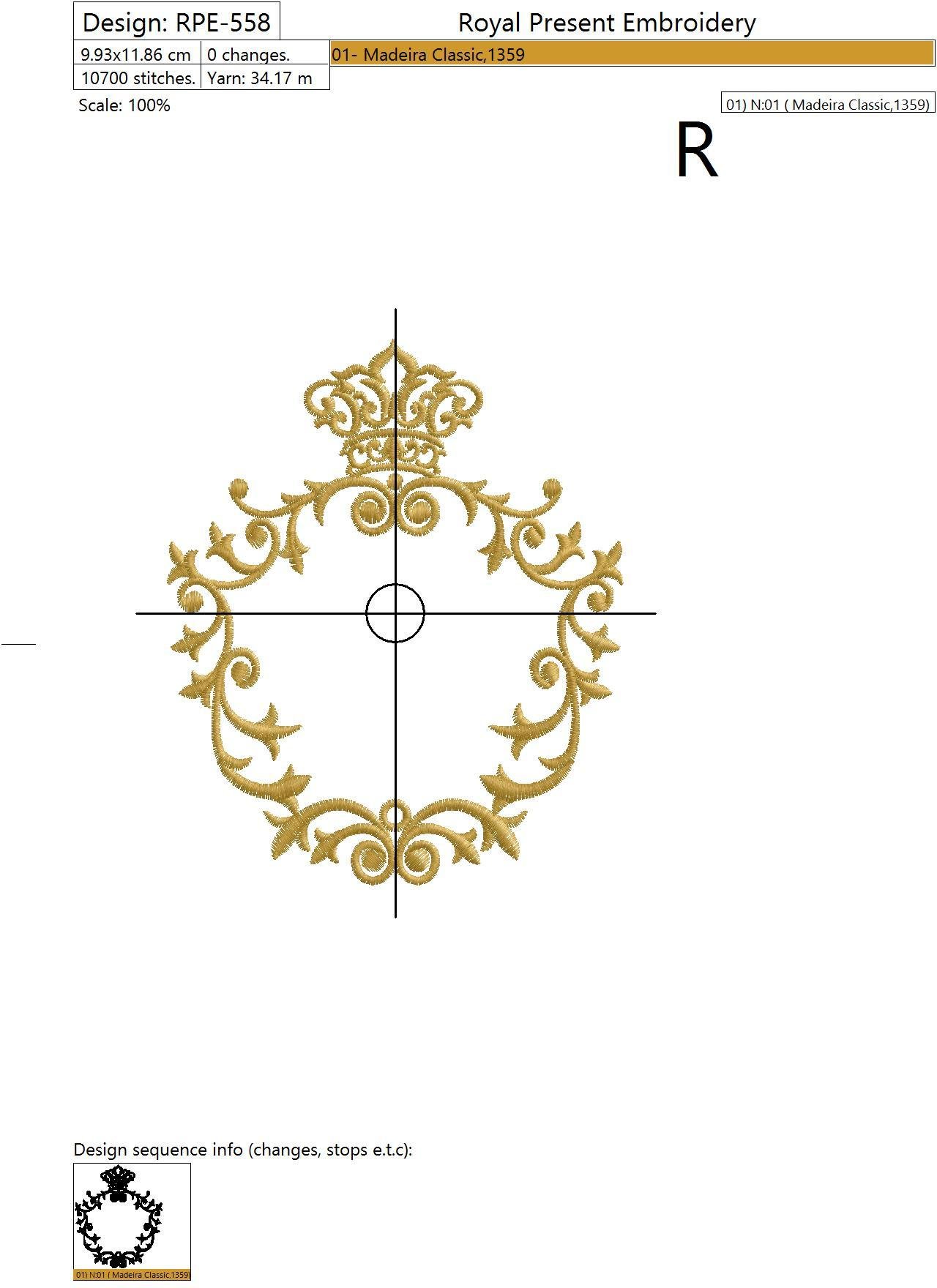 Machine Embroidery Design Graceful monogram blank in Victorian Style - 3 sizes