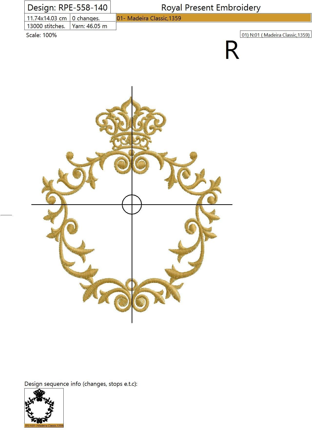 Machine Embroidery Design Graceful monogram blank in Victorian Style - 3 sizes