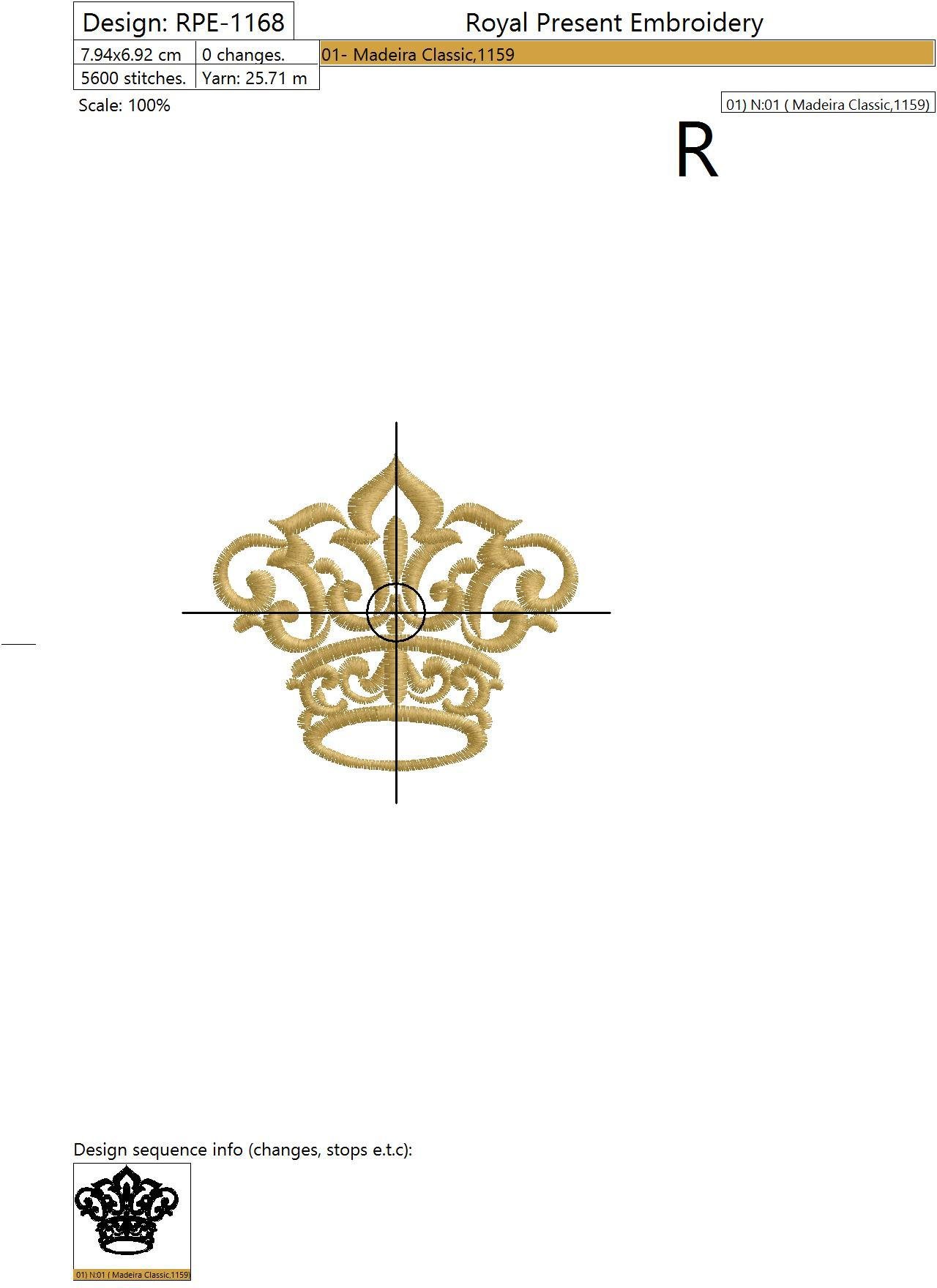 Machine Embroidery Design Small Crown