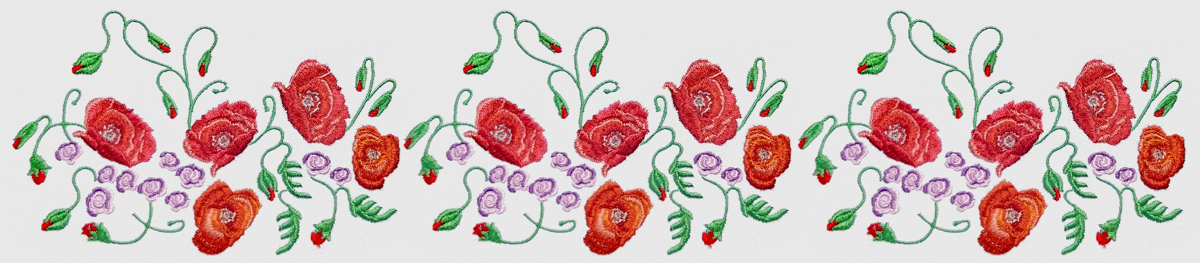 Machine Embroidery Design Poppies and butterflies - 3 sizes