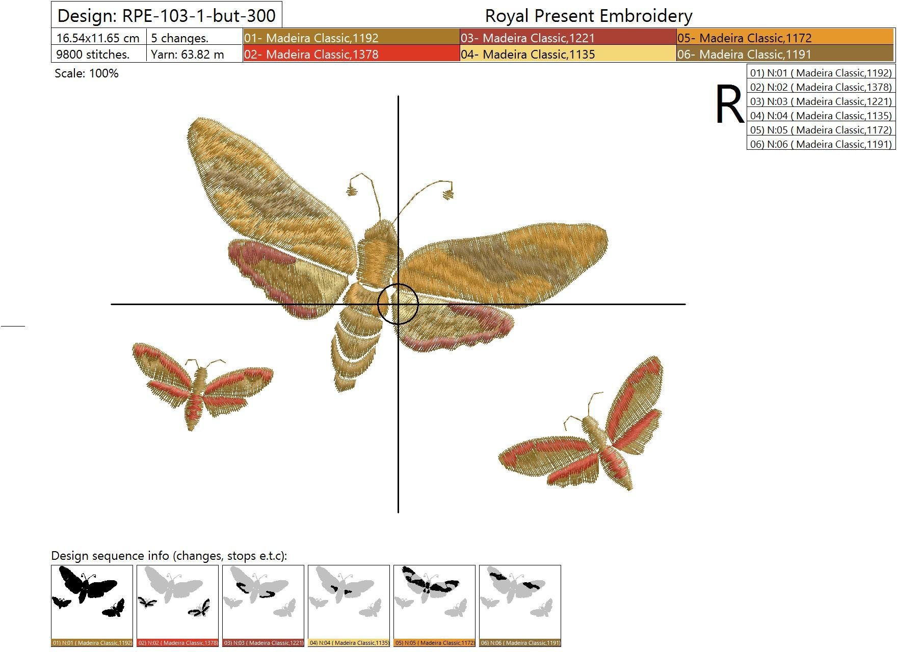 Machine Embroidery Design Poppies and butterflies - 3 sizes