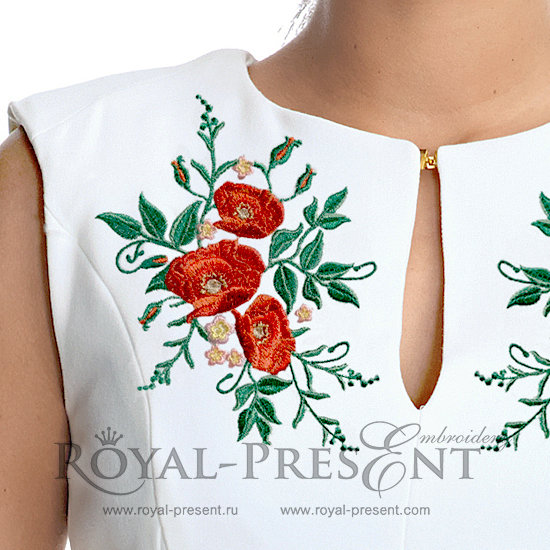 Machine Embroidery Design Elegant flowers poppy - 4 sizes
