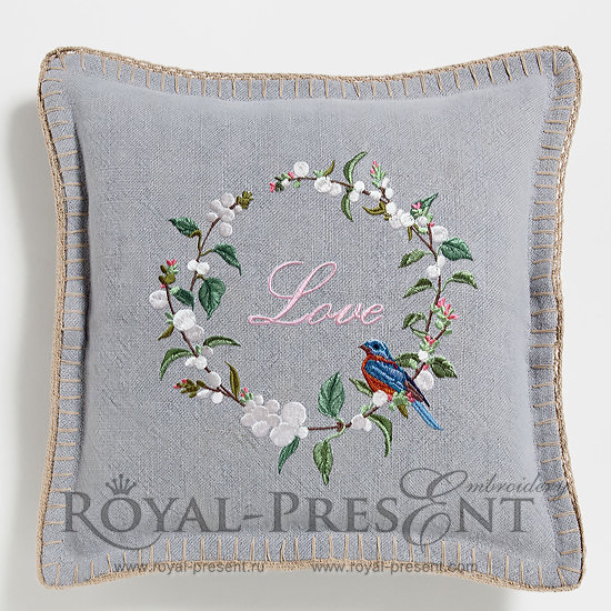 Machine embroidery design Snowberry round wreath - 2 sizes RPE-490