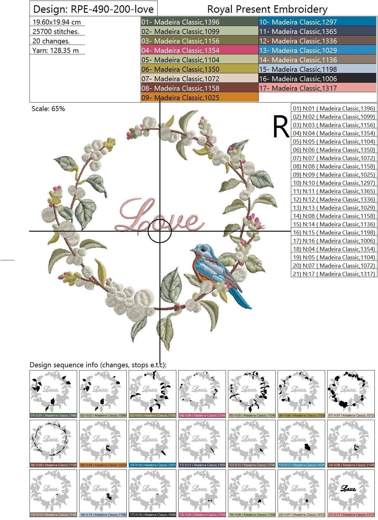Machine embroidery design Snowberry round wreath - 2 sizes