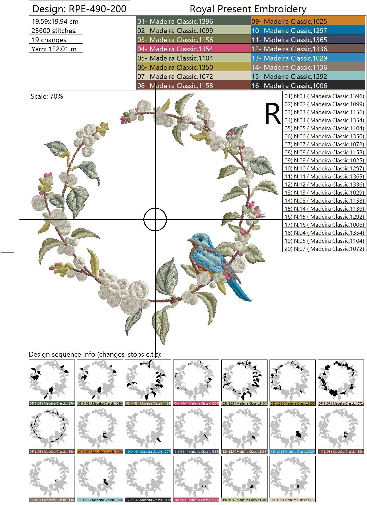 Machine embroidery design Snowberry round wreath - 2 sizes