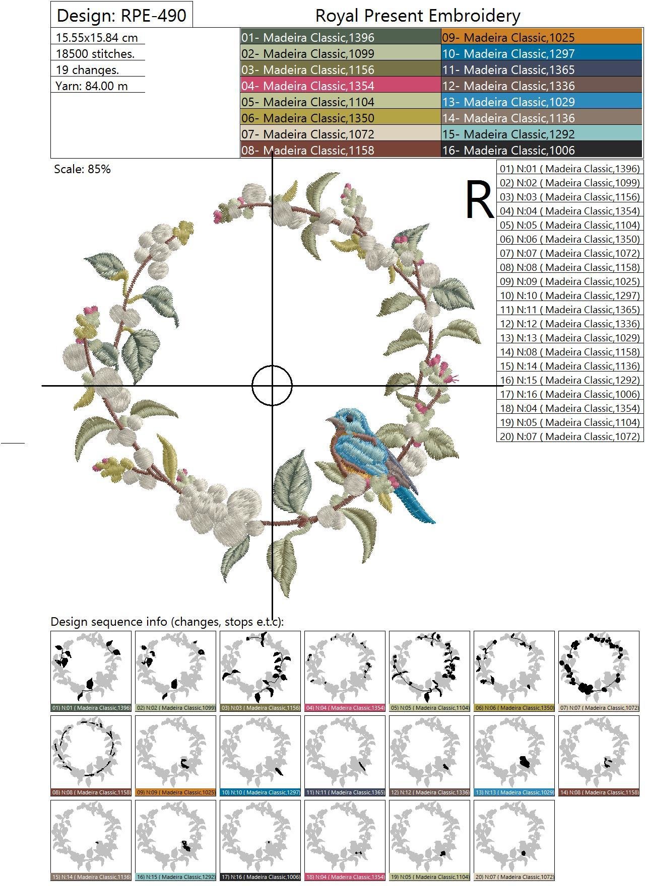 Machine embroidery design Snowberry round wreath - 2 sizes