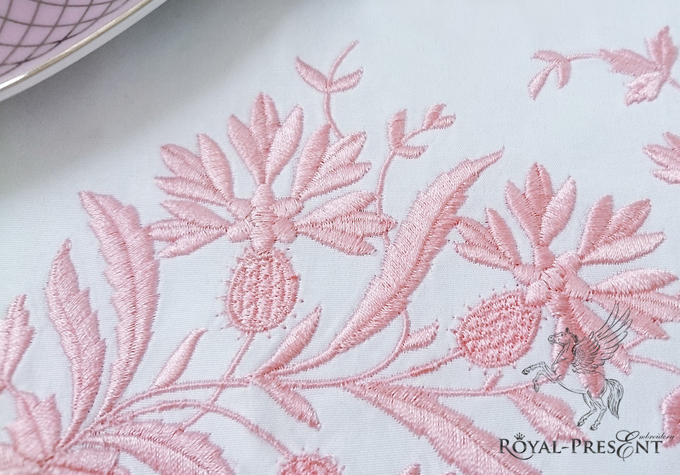Machine Embroidery Design Vintage cornflowers border - 2 sizes