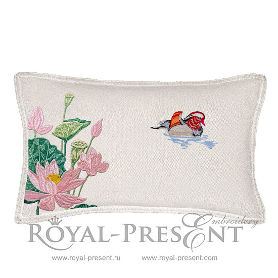 Machine Embroidery Designs Lotuses and Duck RPE-116