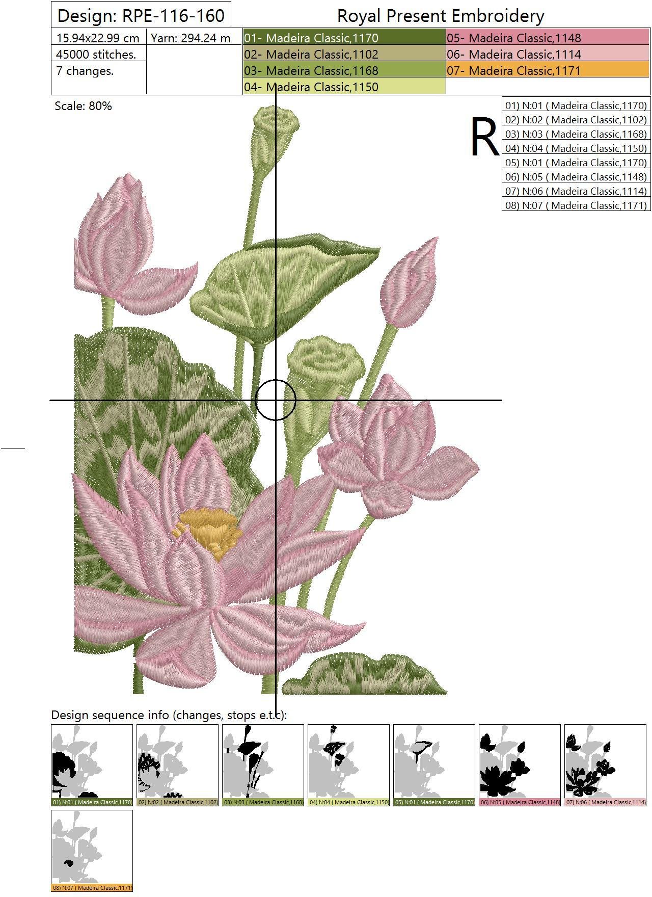 Machine Embroidery Designs Lotuses and Duck