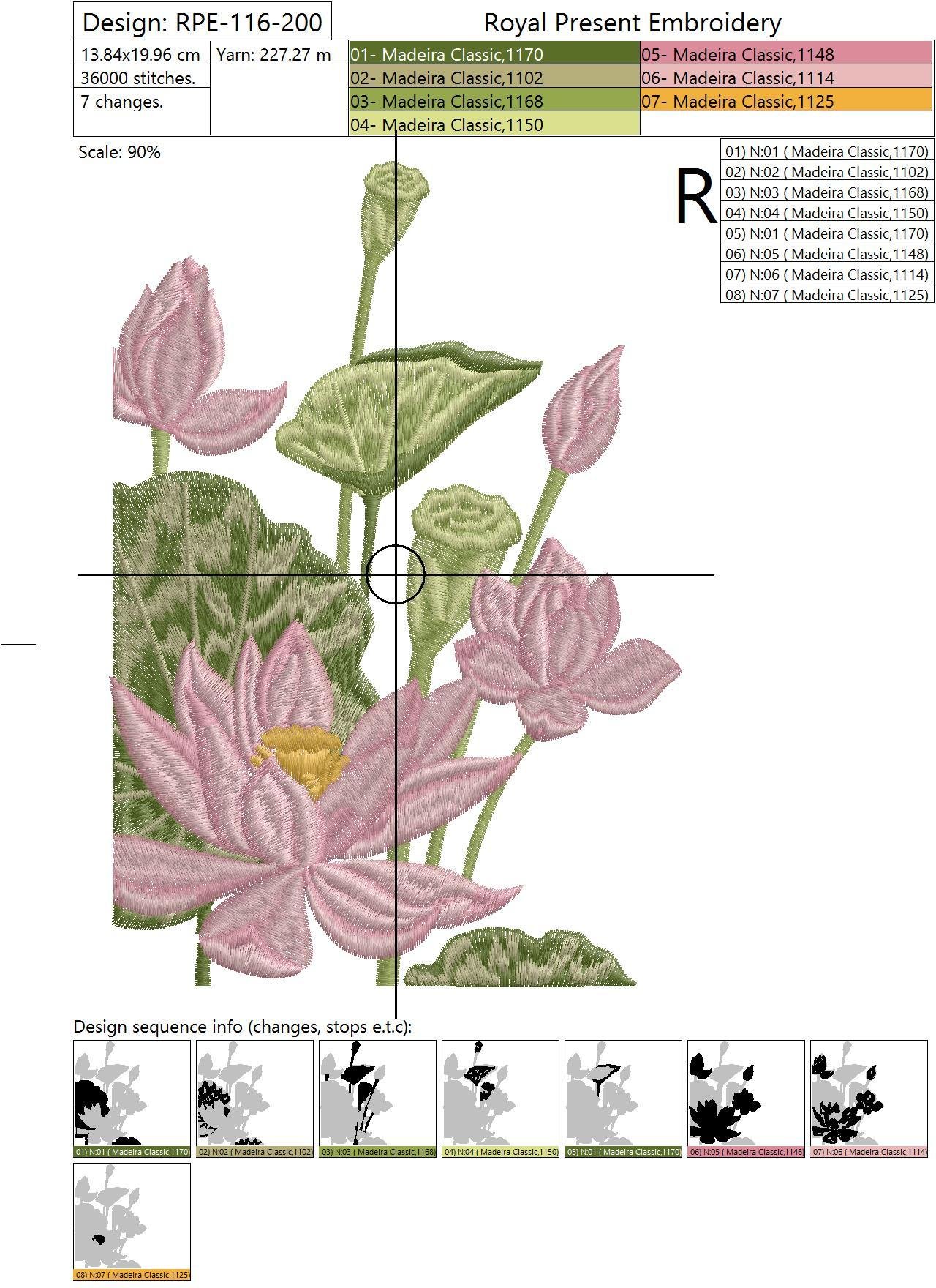 Machine Embroidery Designs Lotuses and Duck