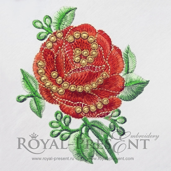 Machine Embroidery Design Rose RPE-144-01