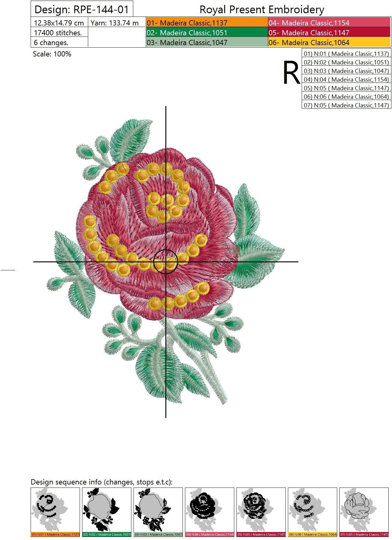 Machine Embroidery Design Rose