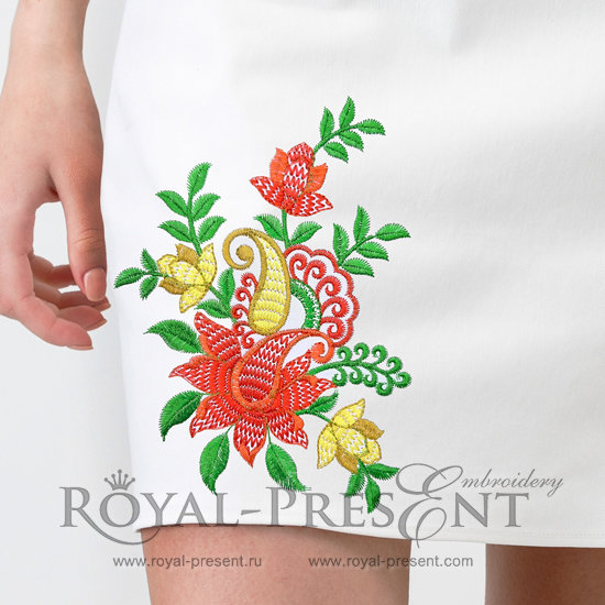 Machine Embroidery Design Indian flowers - 2 sizes RPE-649