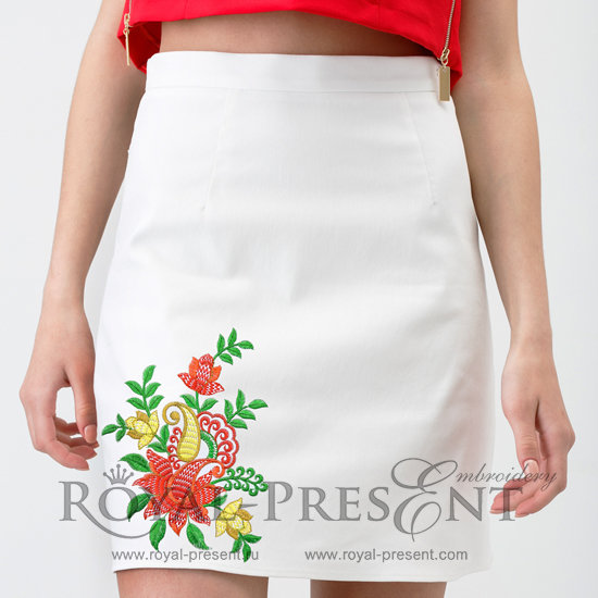 Machine Embroidery Design Indian flowers - 2 sizes