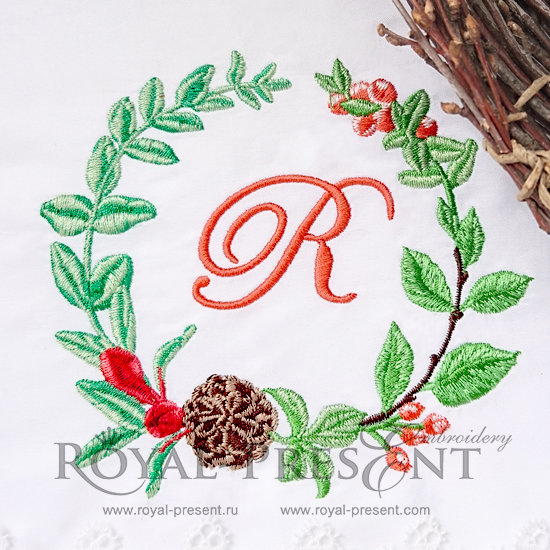 Machine Embroidery Design Forest wreath - 3 sizes RPE-186