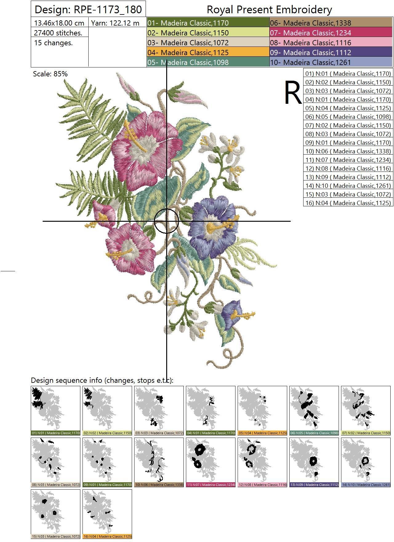 Machine Embroidery Design Ethnic pattern with exotic flowers - 3 sizes