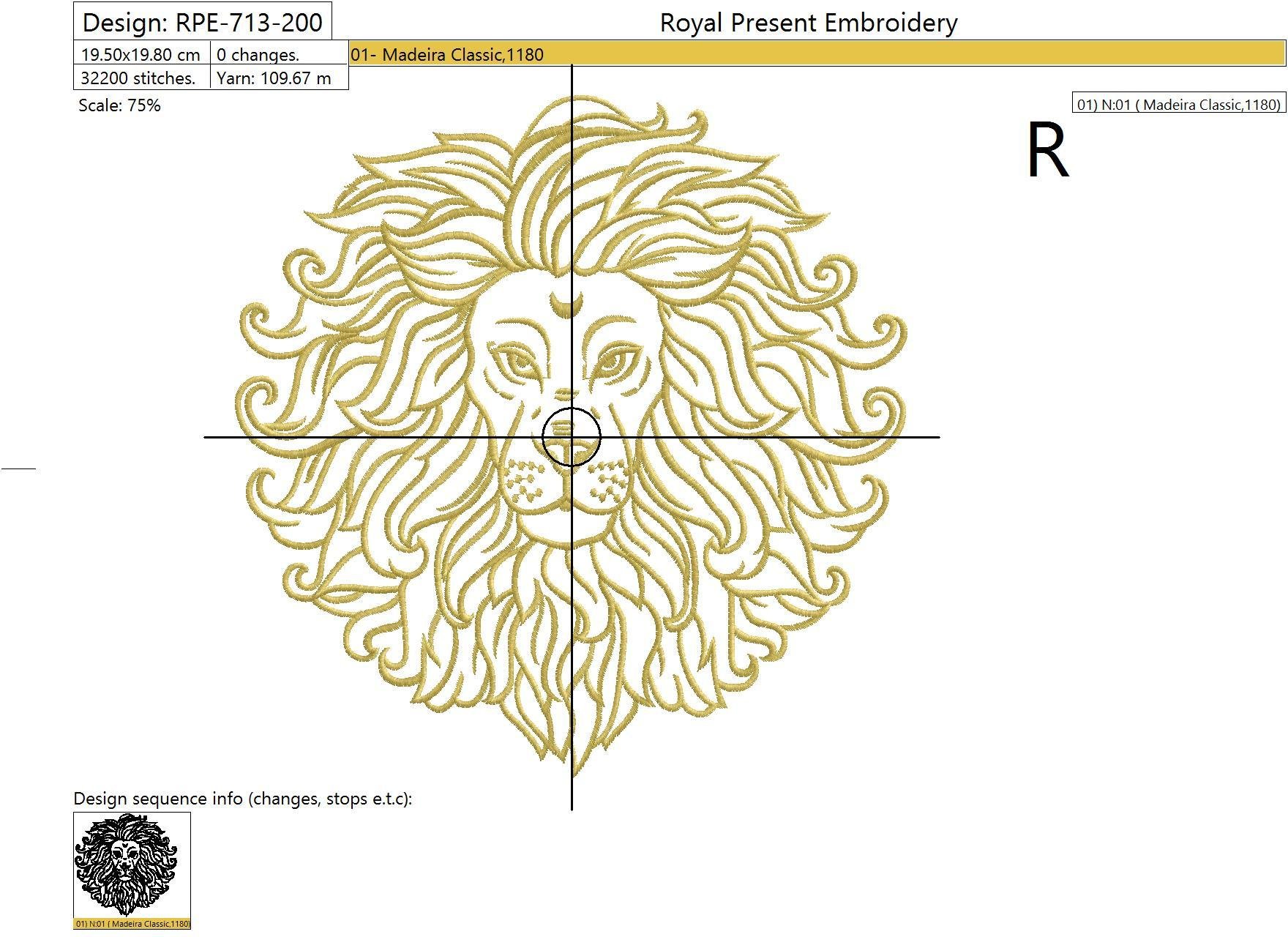 Leo Machine Embroidery Design - 2 sizes