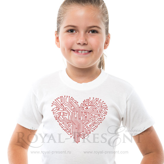 Machine Embroidery Design Computer heart - 5 sizes RPE-519