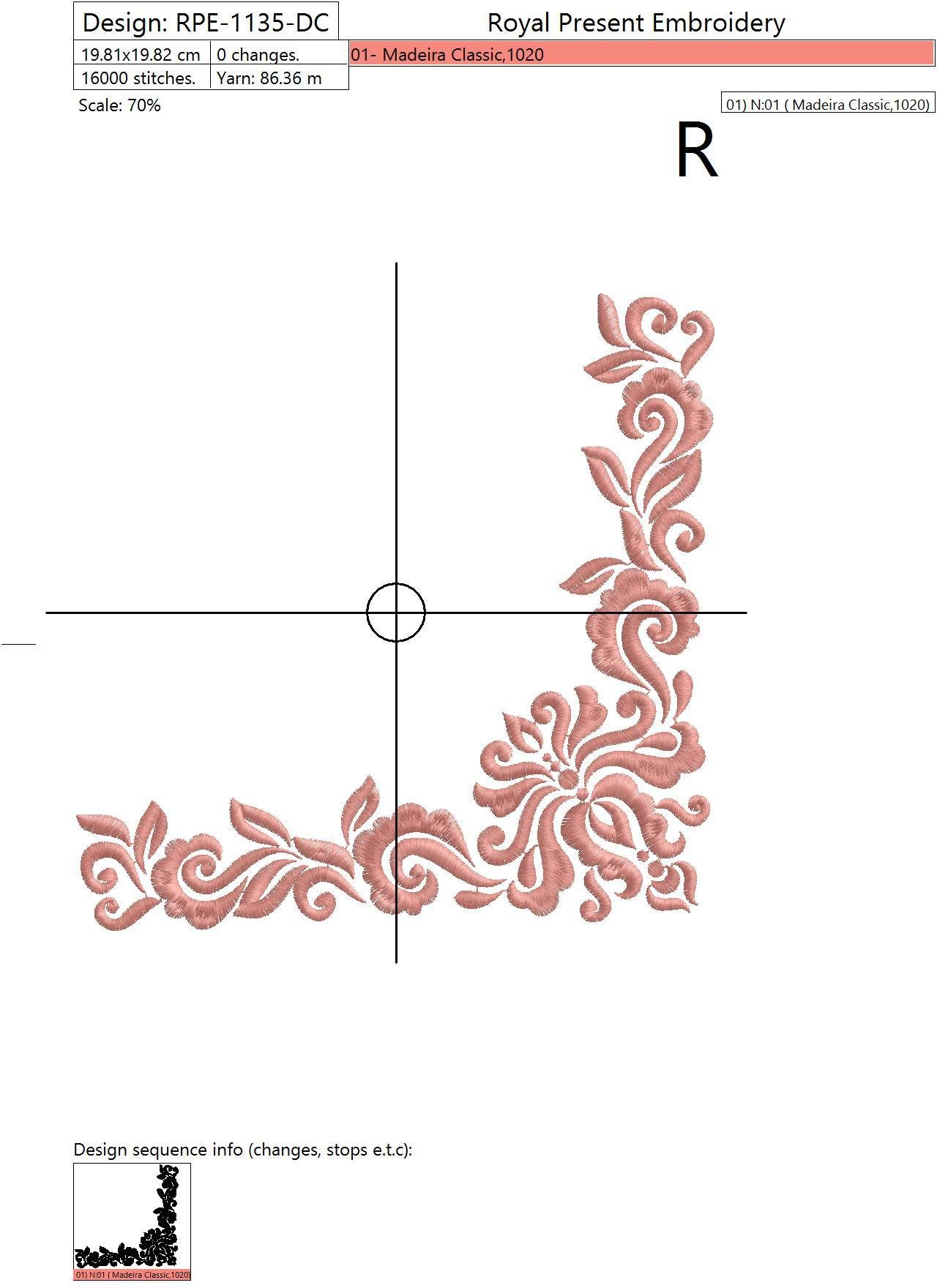 Machine Embroidery Design Elegant corner - 3 sizes