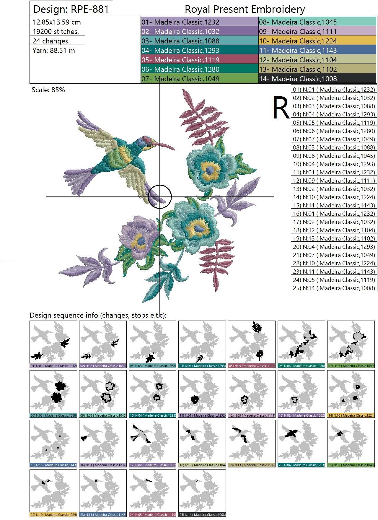 Machine Embroidery Design Hummingbird - 2 sizes