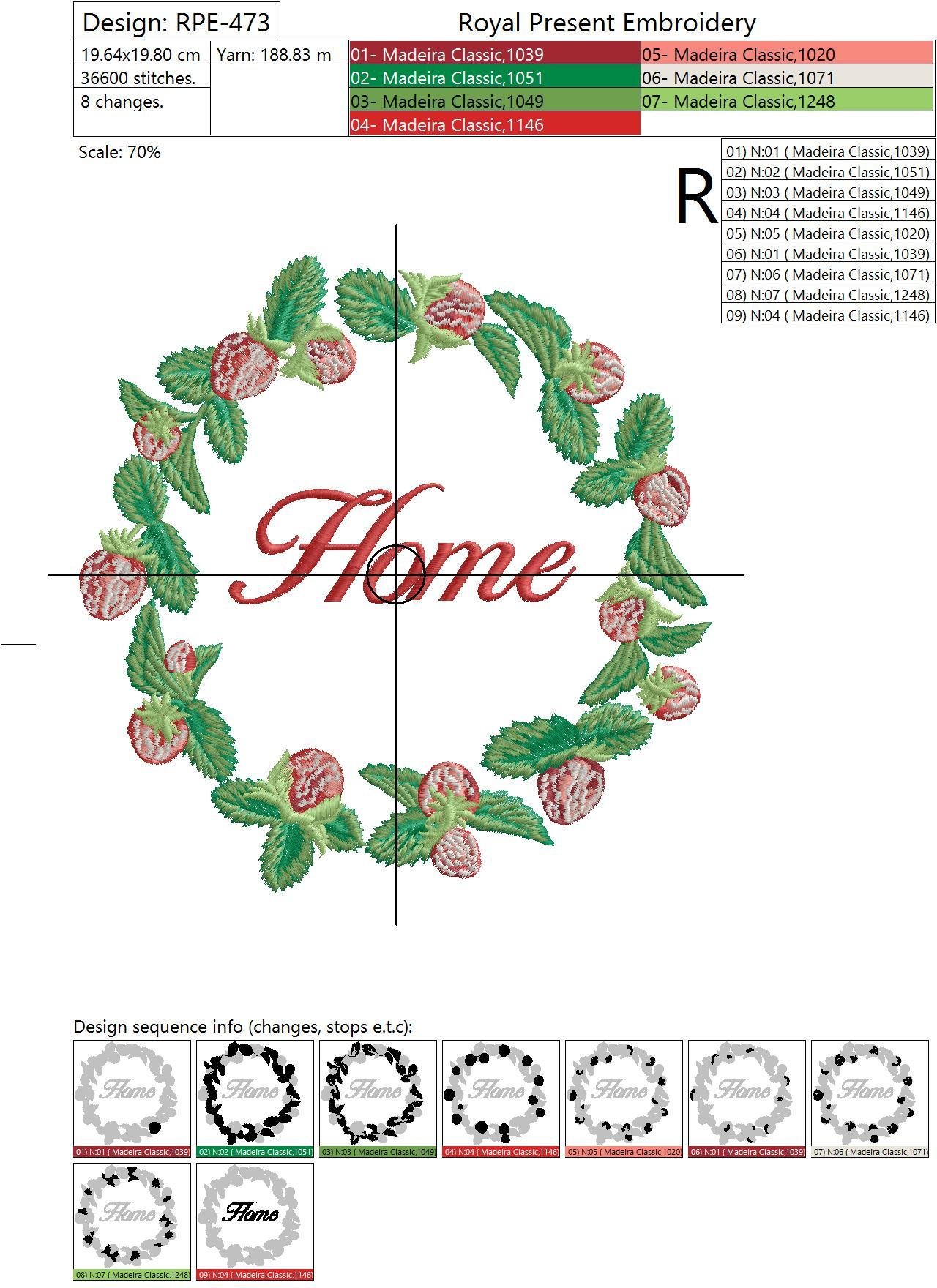 Machine Embroidery Designs Strawberry Wreath